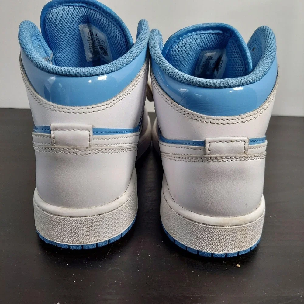 Jordan Nike Air Jordan 1 Mid Shoes Youth Size 6.5Y Blue White UNC FZ3933-114